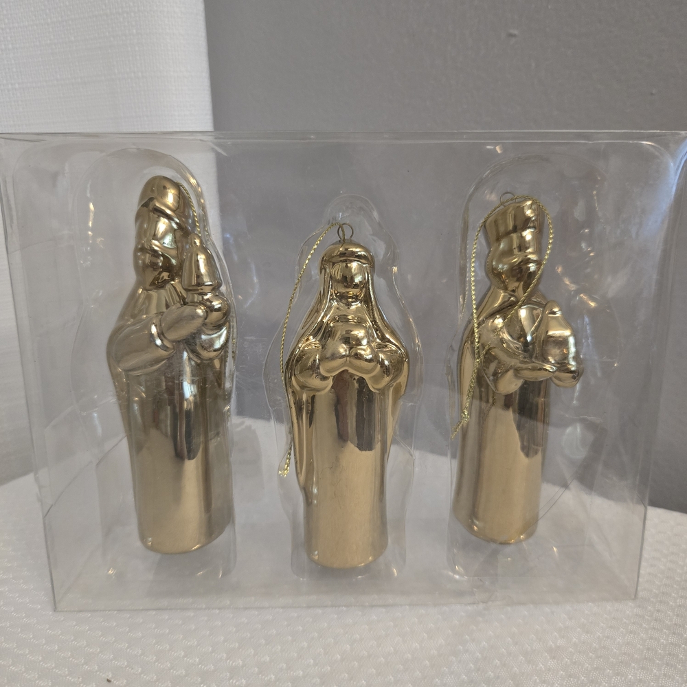 Christmas 3 Kings Ornaments Gold Porcelain 2014 Nativity Christian Religious